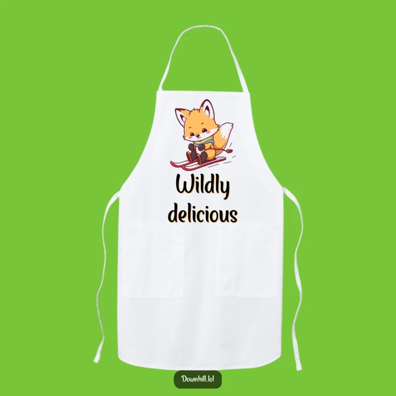 Funny Fox Skier Apron - Kitchen Fun with a Playful Cub