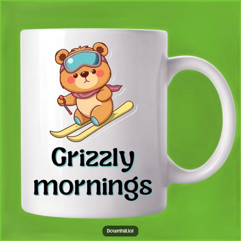 Funny Bear Skier Mug - Brave Cub Design for Clumsy Winter Fun