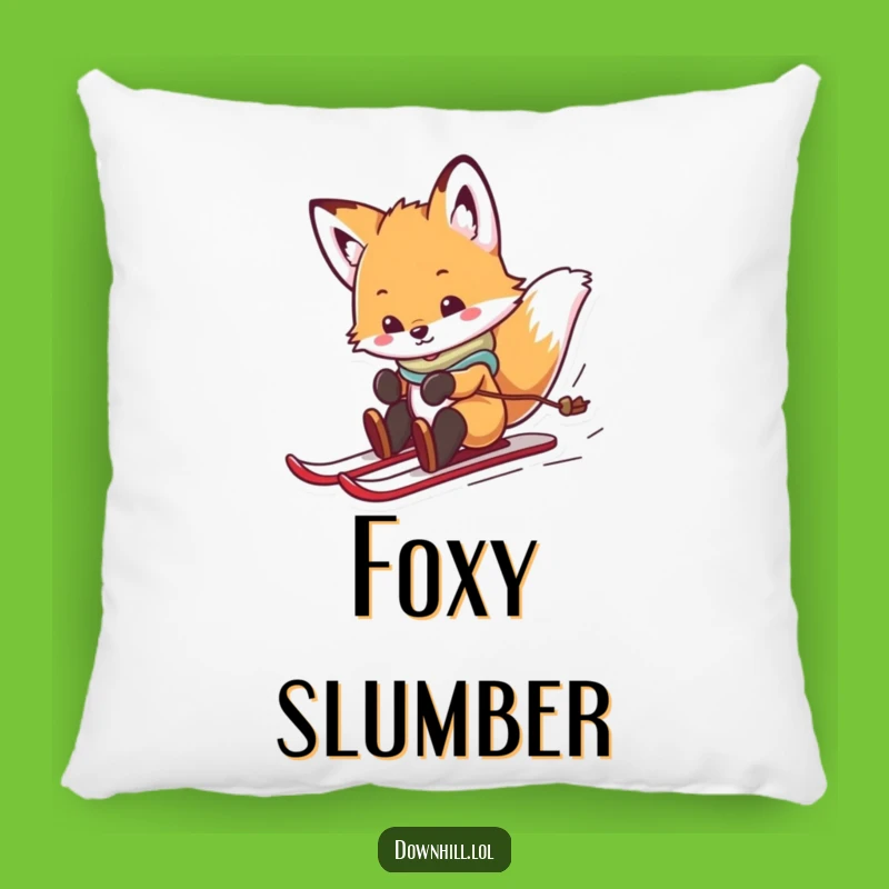 Funny Fox Skier Pillow - Soft Playful Cub for Cozy Giggles