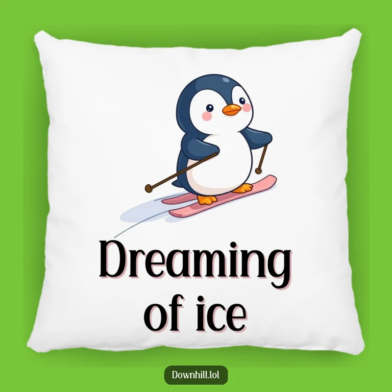 Funny Penguin Skier Pillow - Soft Cartoon Character for Comfy Giggles