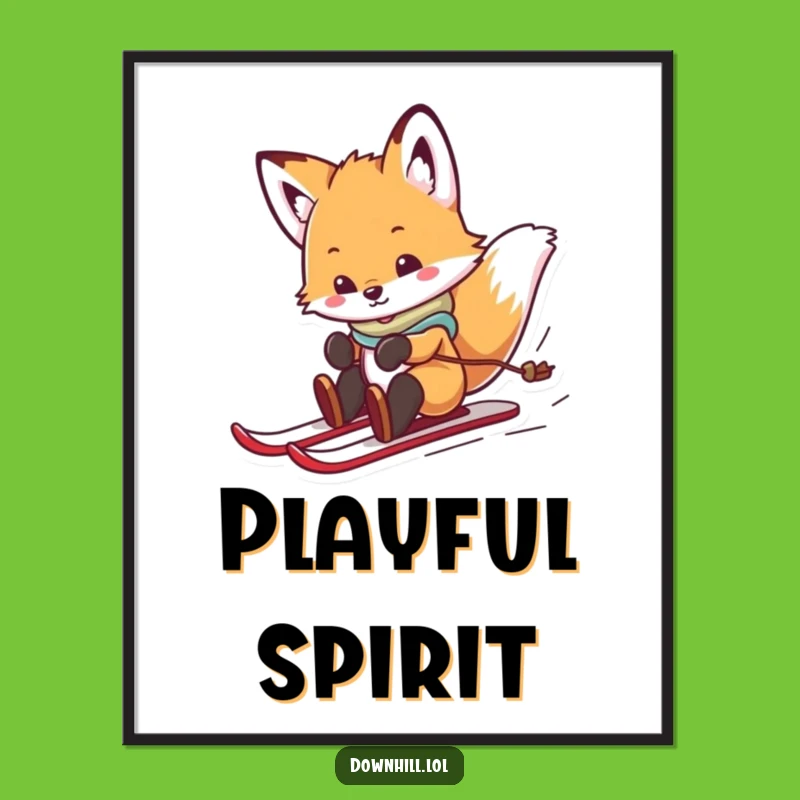 Funny Fox Skier Digital Art Print - Instant Playful Joy for Your Walls