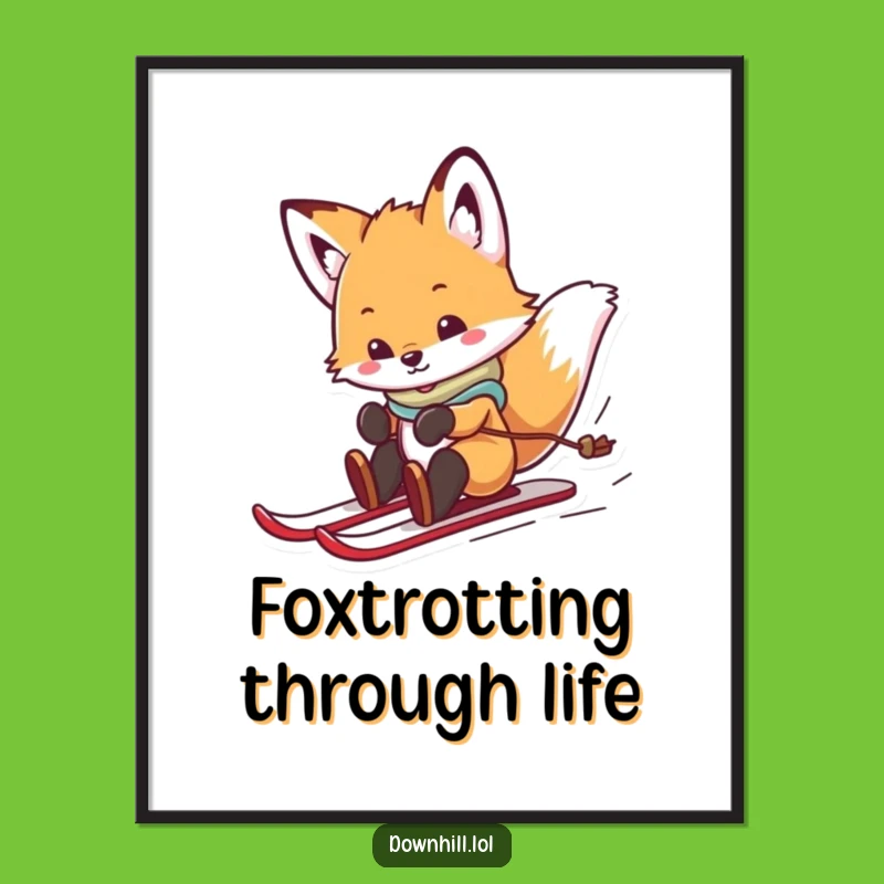 Free Printable Fox Cub Ski Wall Art - Dynamic Downloadable Decor for Playful Spaces