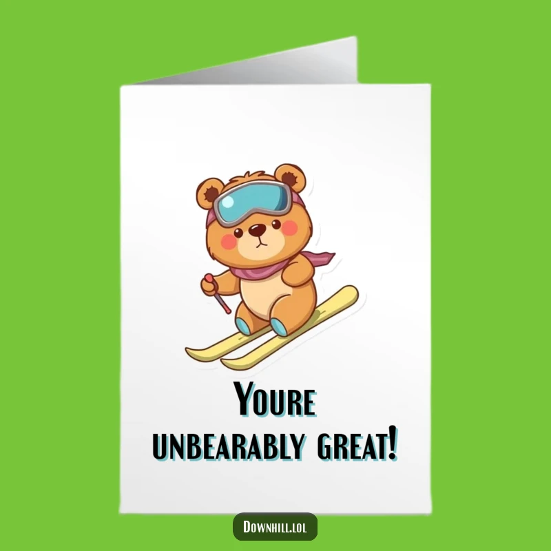Free Printable Bear Skiing Congrats Card - Humorous Downloadable Gift for Overcomers