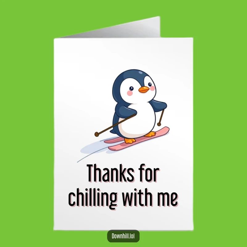 Free Printable Penguin Skiing Thank You Card - Unique Downloadable Gift of Gratitude
