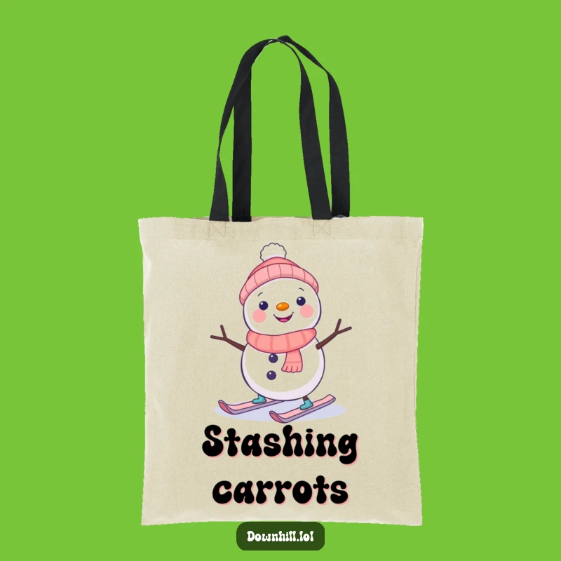 Funny Snowman Skier Tote Bag - Durable Wobbling Character Carry-All